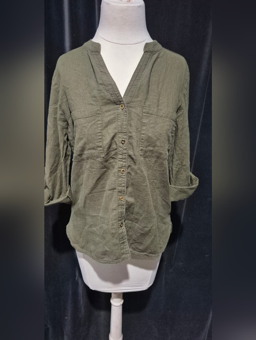 Relaxed Olive Button-Down Women's Utility Shirt (Box B)